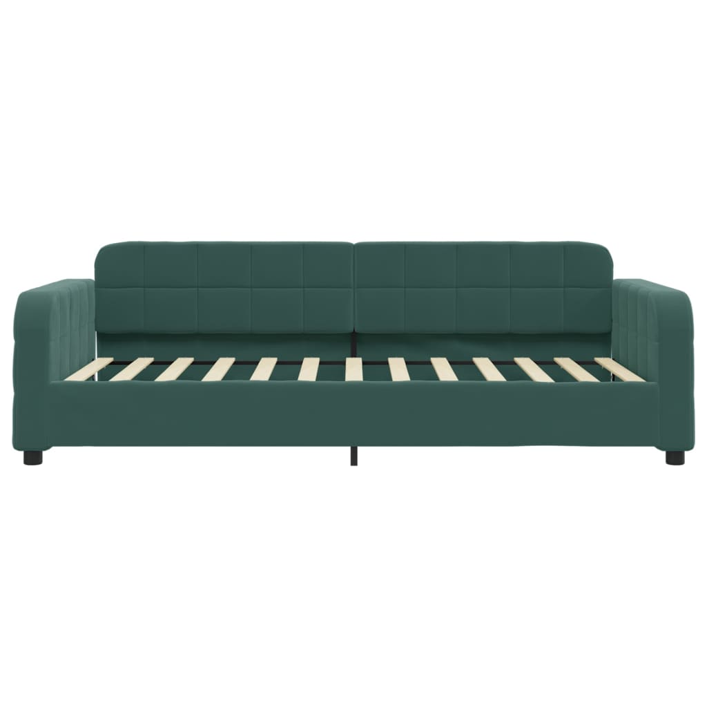 Day bed with dark green mattress 80x200 cm velvet