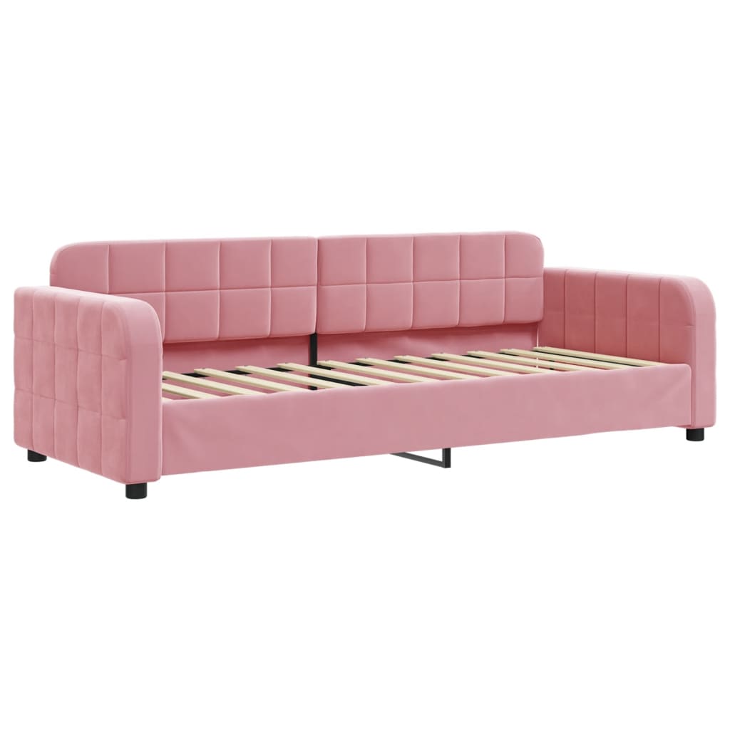 Lit de jour avec matelas rose 80x200 cm velours