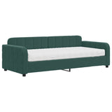 Day bed with dark green mattress 90x200 cm velvet