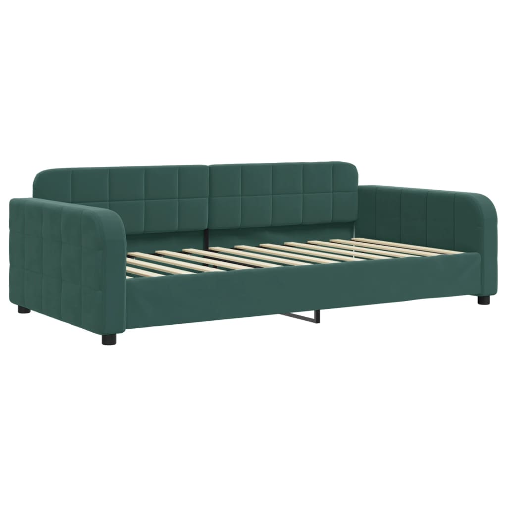 Lit de jour avec matelas vert foncé 90x200 cm velours