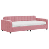 Lit de jour avec matelas rose 90x200 cm velours