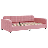 Lit de jour avec matelas rose 90x200 cm velours