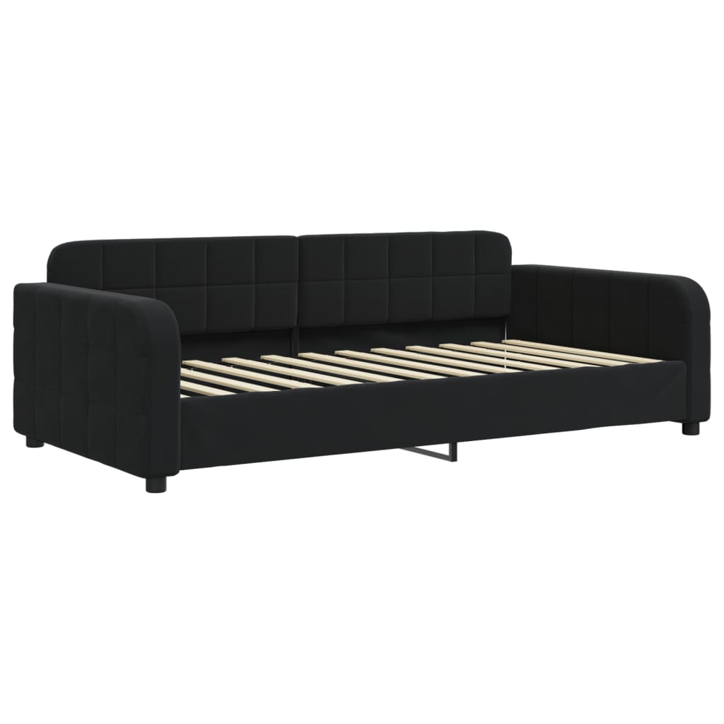 Lit de jour avec matelas noir 90x200 cm velours