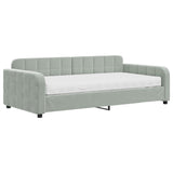 Lit de jour avec matelas gris clair 100x200 cm velours