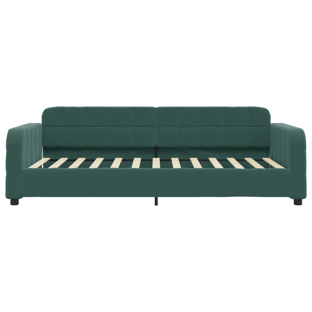 Day bed with dark green mattress 100x200 cm velvet