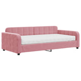 Lit de jour avec matelas rose 100x200 cm velours