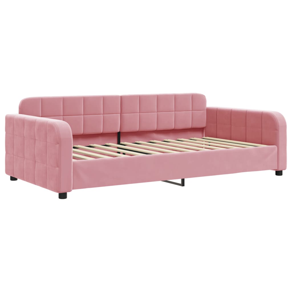 Lit de jour avec matelas rose 100x200 cm velours