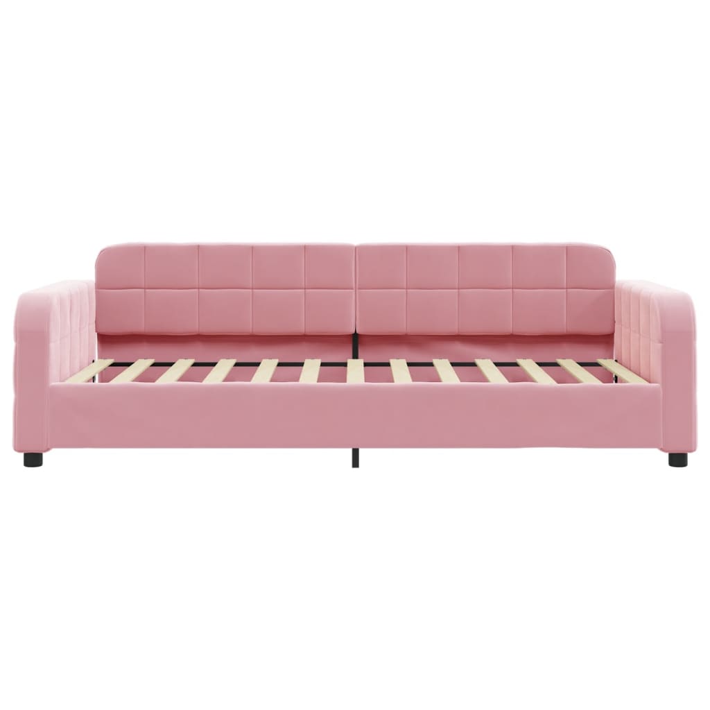 Lit de jour avec matelas rose 100x200 cm velours