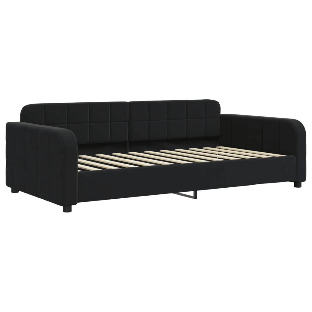 Lit de jour avec matelas noir 100x200 cm velours