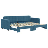 Day bed with trundle without mattress blue 80x200 cm