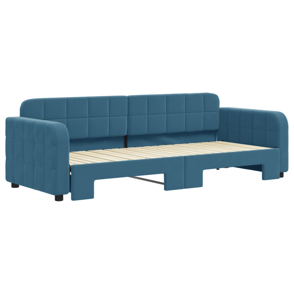 Day bed with trundle without mattress blue 80x200 cm