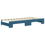 Day bed with trundle without mattress blue 80x200 cm