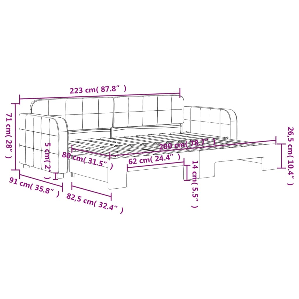 Day bed with trundle without mattress blue 80x200 cm