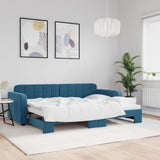 Day bed with trundle without mattress blue 80x200 cm