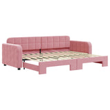 Lit de jour avec gigogne sans matelas rose 80x200 cm