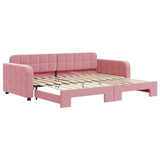 Lit de jour avec gigogne sans matelas rose 90x200 cm