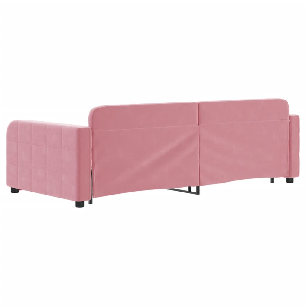 Lit de jour avec gigogne sans matelas rose 90x200 cm