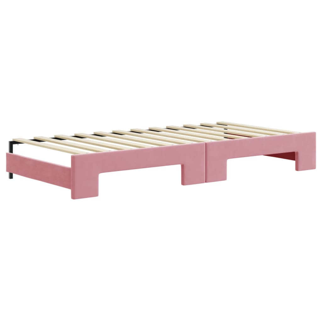 Lit de jour avec gigogne sans matelas rose 90x200 cm