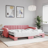 Lit de jour avec gigogne sans matelas rose 90x200 cm