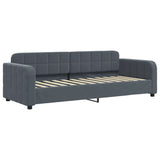 Day bed with trundle and dark gray mattress 80x200cm velvet