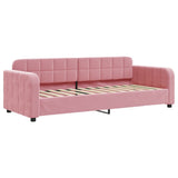 Lit de jour avec lit gigogne et matelas rose 80x200 cm velours