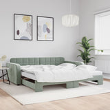 Day bed and trundle bed and light gray mattress 100x200 cm velvet