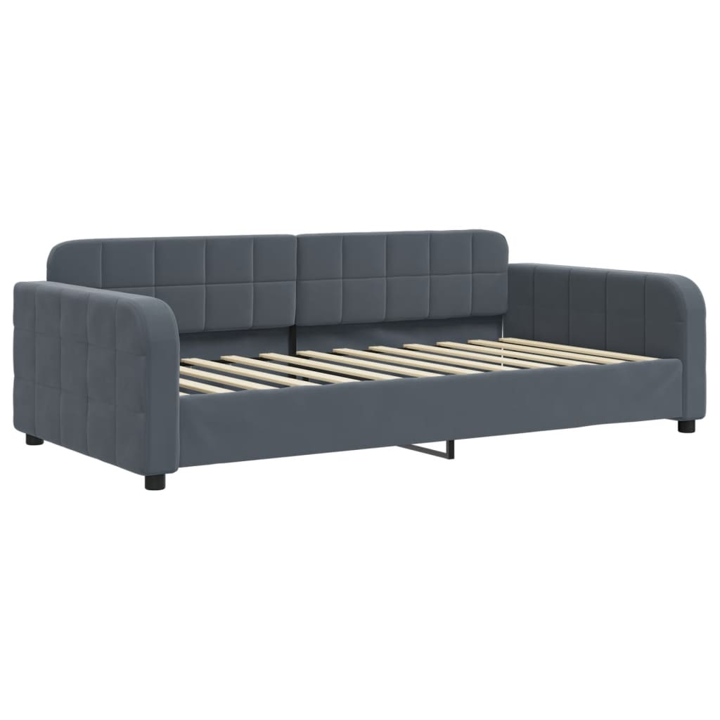 Day bed and trundle bed and dark gray mattress 100x200 cm velvet