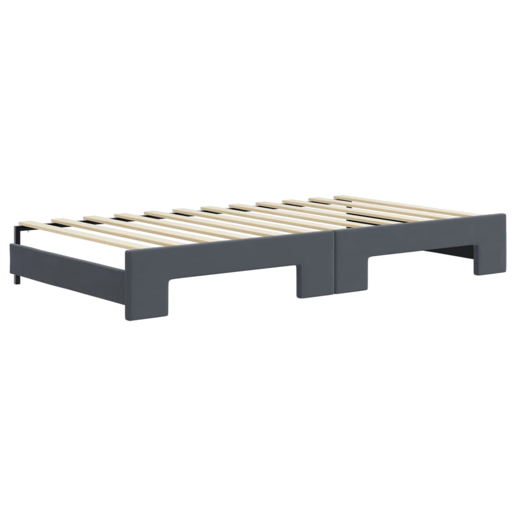 Day bed and trundle bed and dark gray mattress 100x200 cm velvet