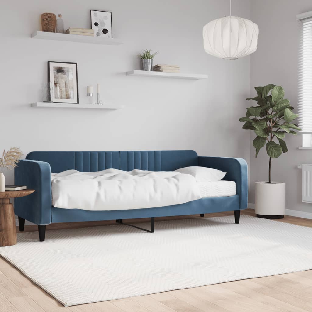 Lit de jour avec matelas bleu 80x200 cm velours