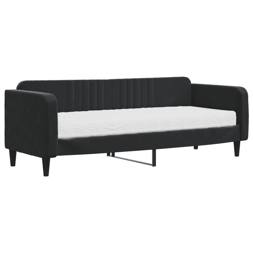 Lit de jour avec matelas noir 80x200 cm velours