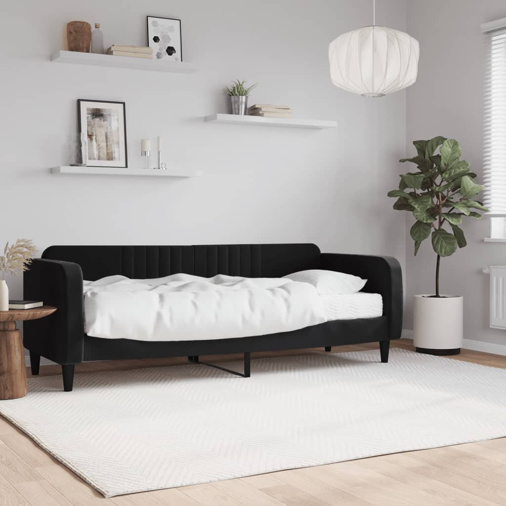 Lit de jour avec matelas noir 80x200 cm velours