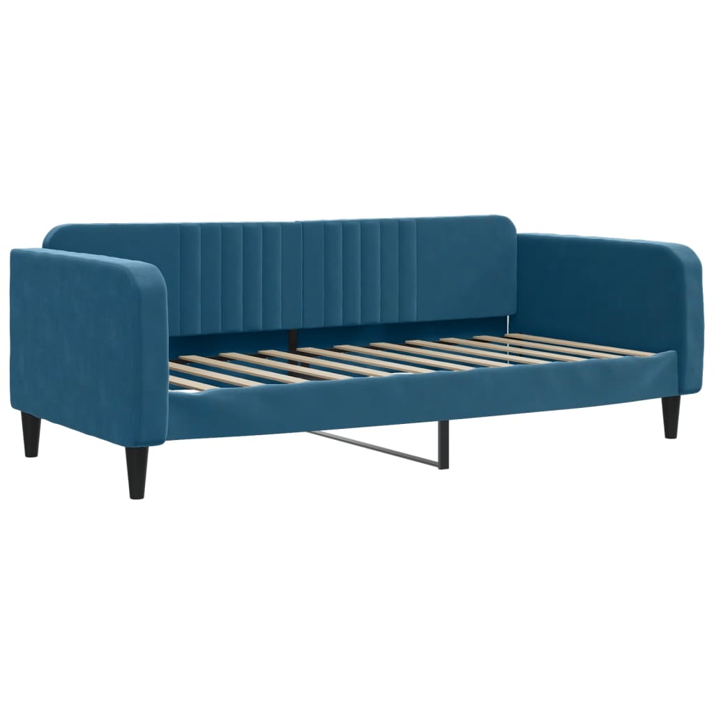 Day bed with blue mattress 90x200 cm velvet