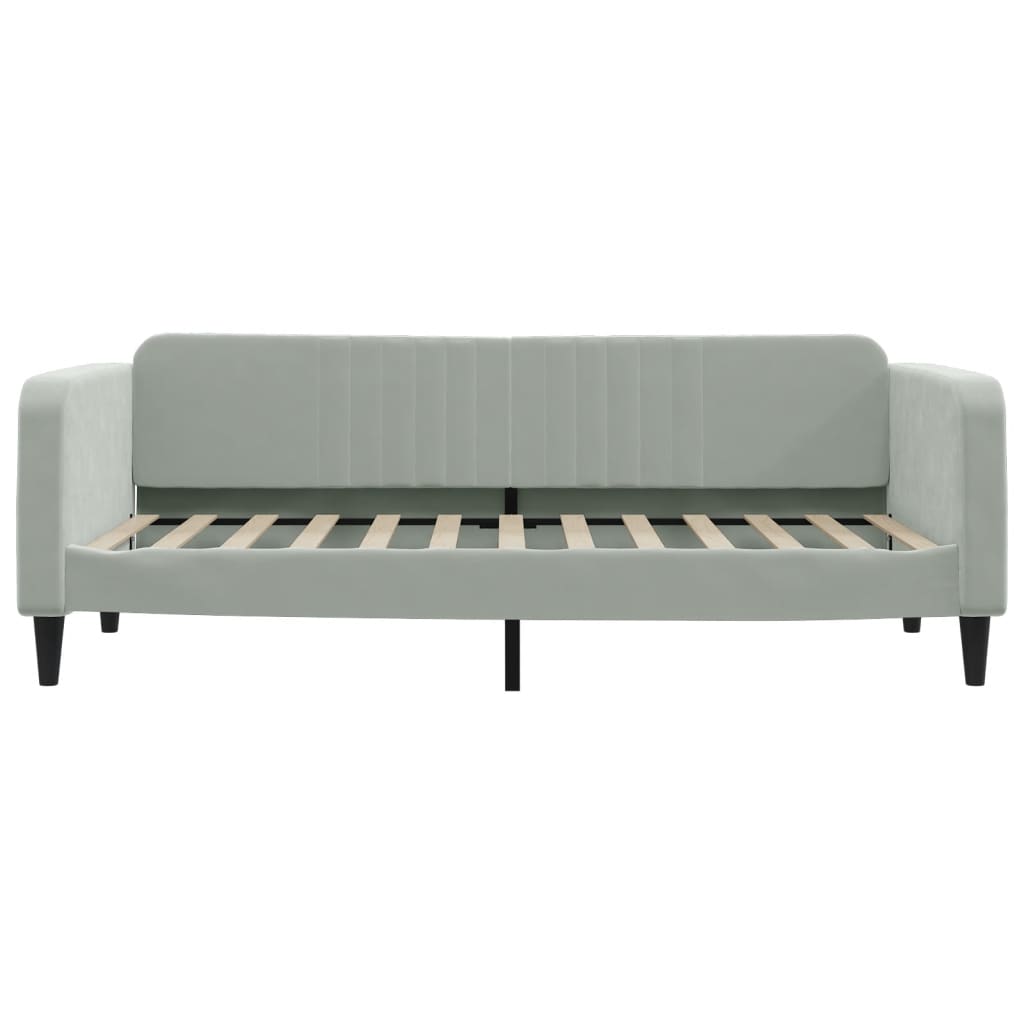 Lit de jour avec matelas gris clair 90x200 cm velours