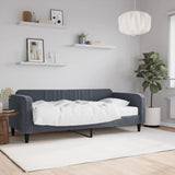 Lit de jour avec matelas gris foncé 90x200 cm velours