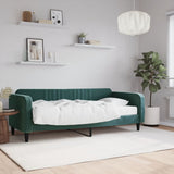 Lit de jour avec matelas vert foncé 90x200 cm velours