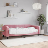 Lit de jour avec matelas rose 90x200 cm velours