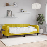 Lit de jour avec matelas jaune 90x200 cm velours