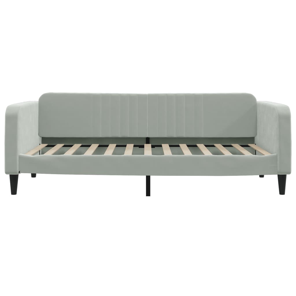 Lit de jour avec matelas gris clair 100x200 cm velours