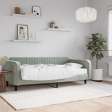 Lit de jour avec matelas gris clair 100x200 cm velours