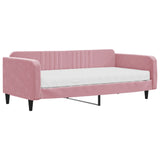 Lit de jour avec matelas rose 100x200 cm velours