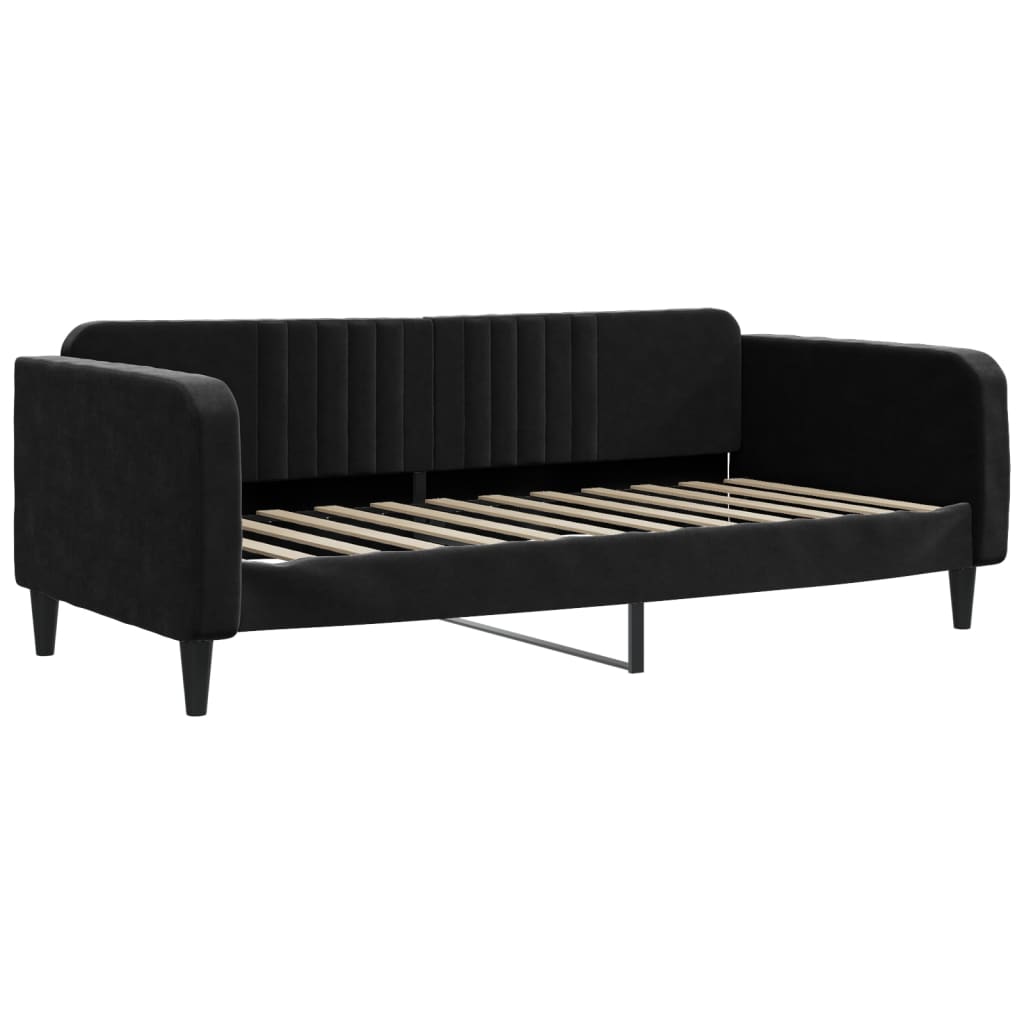 Lit de jour avec matelas noir 100x200 cm velours