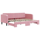 Lit de jour avec gigogne sans matelas rose 80x200 cm