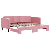 Lit de jour avec gigogne sans matelas rose 90x200 cm