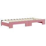 Lit de jour avec gigogne sans matelas rose 90x200 cm