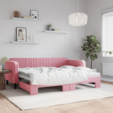 Lit de jour avec gigogne sans matelas rose 90x200 cm