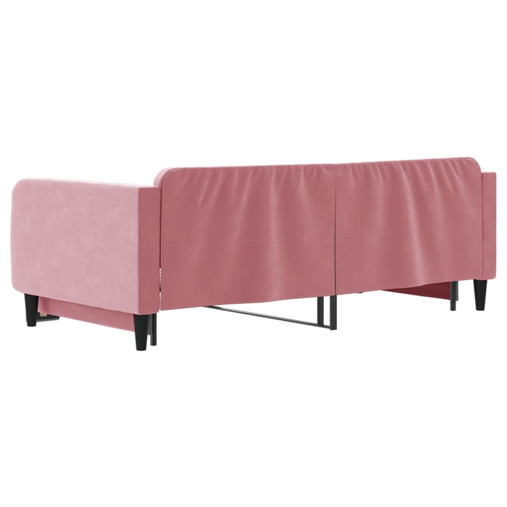 Lit de jour avec lit gigogne rose 100x200 cm velours