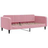 Lit de jour avec gigogne et matelas rose 90x200 cm velours