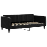 Lit de jour avec gigogne et matelas noir 90x200 cm velours