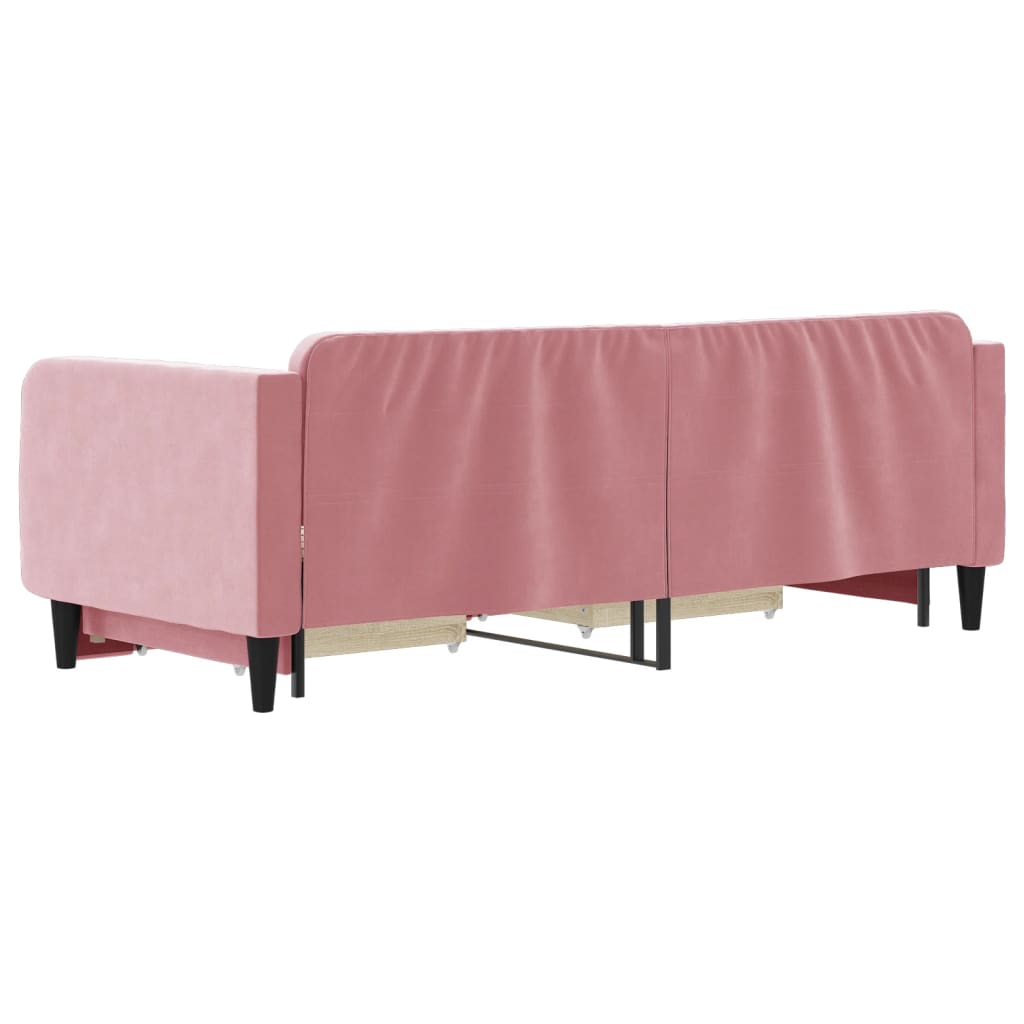 Lit de jour avec gigogne et tiroirs sans matelas rose 90x200 cm