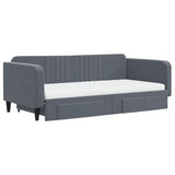 Dark grey day bed and trundle bed and drawers 100x200 cm velvet